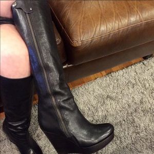 Coach Lavish leather wedge boots 8.5